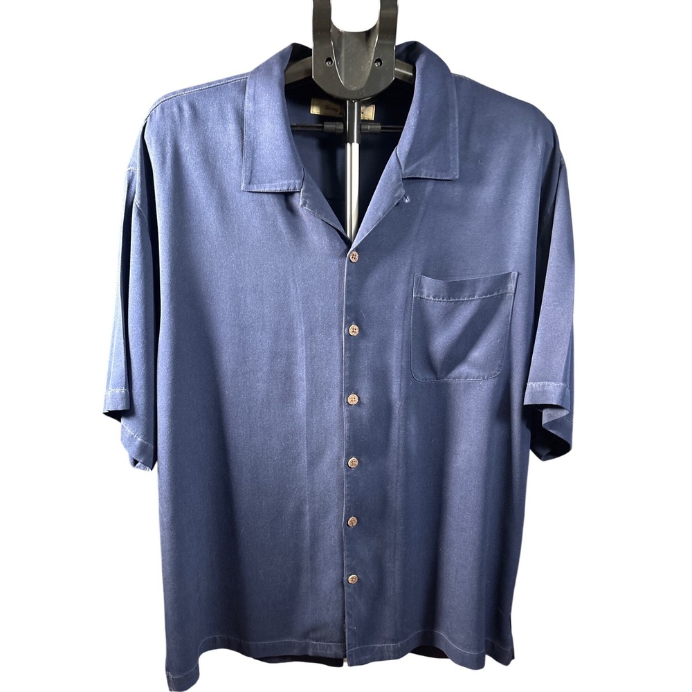 Tommy Bahama 100% Silk Blue Camp Shirt XL